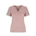 thumbnail image 2 of fatyb Womens V Neck Ribbed T Shirts Casual Short Sleeve Slim Tee Tops Solid Color Summer Tshirts S-5XL, 2 of 5
