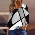 thumbnail image 1 of Fiudx Camisas de Mujer Blusa de Manga 3/4 a La Moda para Mujer, Camiseta Estampada, Top Informal, 1 of 5