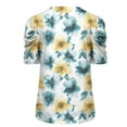 thumbnail image 4 of Olyvenn Womens Summer Shirt V Neck Short Sleeve Casual Tshirts Floral Print Puff Sleeve Tunic Tops for Women Green S, 4 of 5