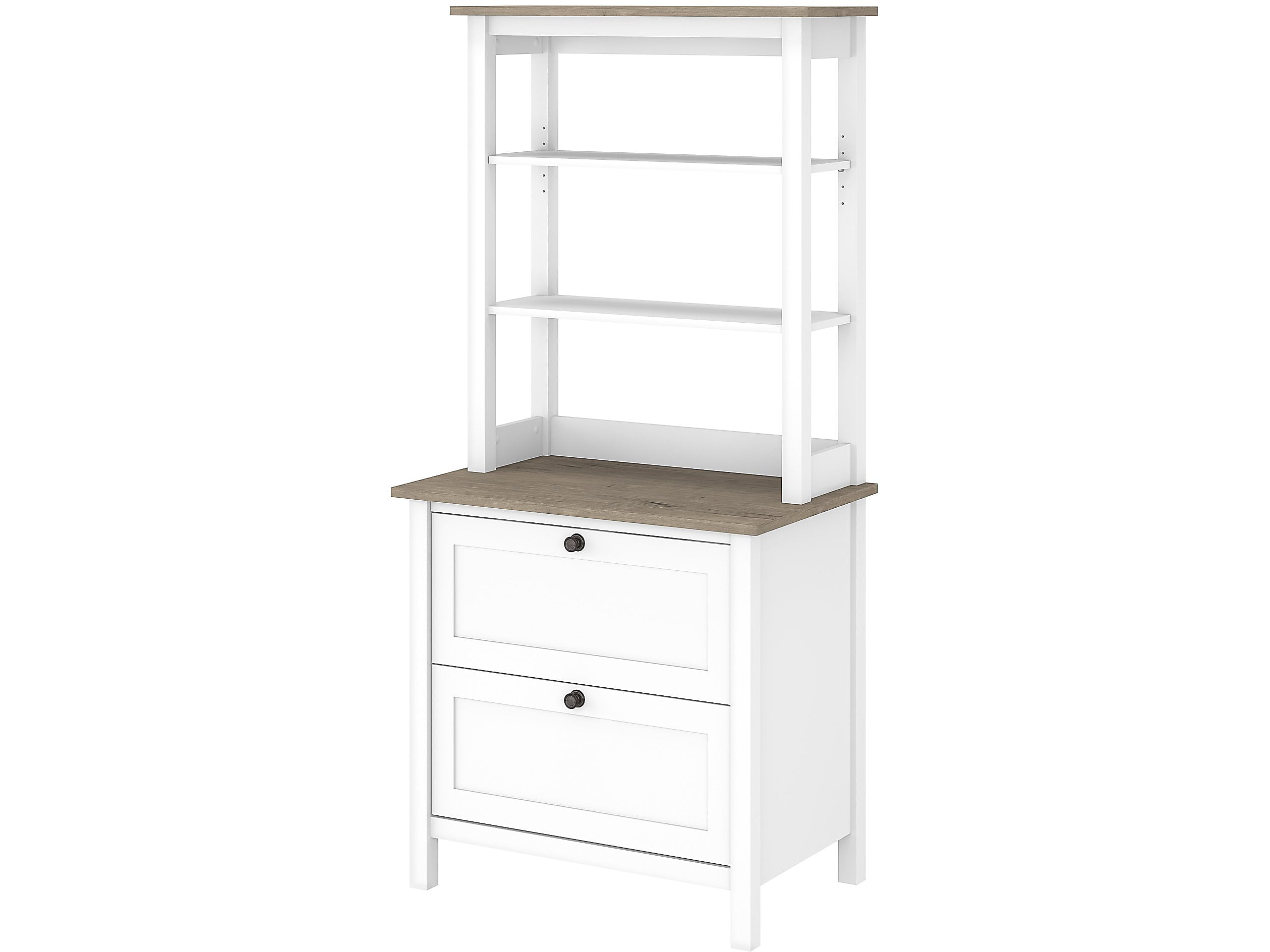 Bush Furniture Mayfield 2Shelf 66H Standard Bookcase w/Drawers White