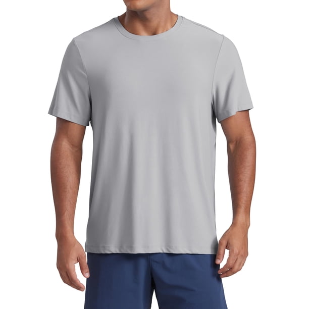 Camisetas CRZ YOGA Cloudweight para Hombre - Cómodas, Ligeras, Deportivas de Manga Corta, Color Gris Plata, Talla Mediana