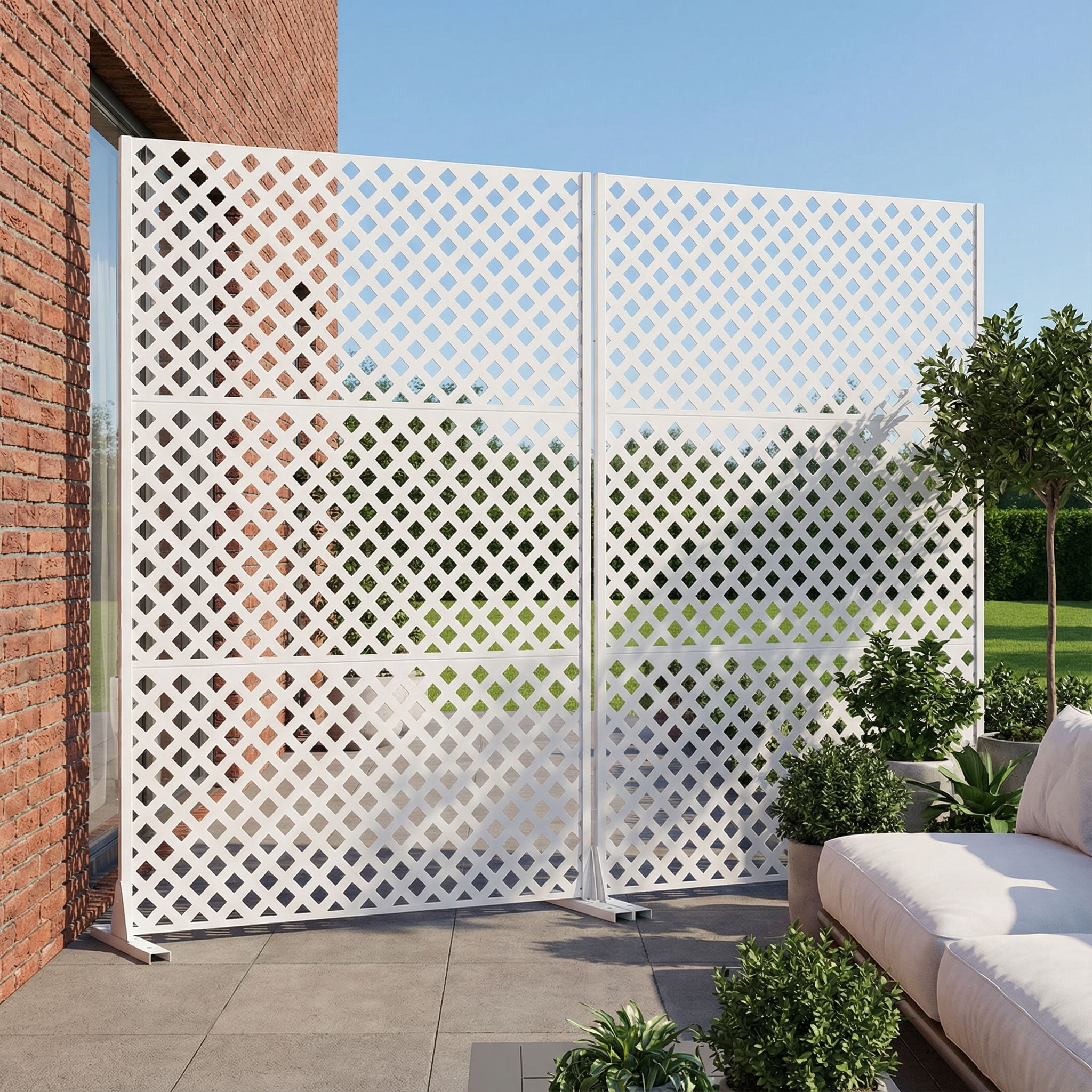 MAYEERTY 72*47in Outdoor Privacy Screen, Wind & Sun Block Metal Privacy Fence, Privacy Panel for Patio, Balcony, Garden