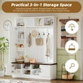 thumbnail image 6 of Harper & Bright Designs Modern Hall Tree with Bench and Hooks , 3-in-1 Coat Rack with Shoe Cabinet , Entryway Tree with Storage and Adjustable Shelves for Entryways , Whitw, 6 of 15