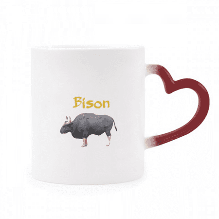 

American Bison Artiodactyla Heat Sensitive Mug Red Color Changing Stoneware Cup