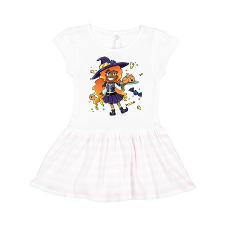 

Inktastic Halloween Candy Corn Witch with Pumpkins Gift Toddler Girl Dress