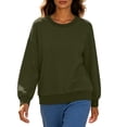 thumbnail image 6 of ClodeEU Women's Crew Neck Long Sleeve Sweatshirt,Casual Loose Fit Pullover Top Army Green,Women's Plus L, 6 of 9