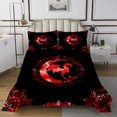 thumbnail image 1 of Erosebridal Ensemble de Couvre-Lit Dragon Ancien Rouge Taille Simple pour Garçons, Courtepointe Fleur Mandala Rétro, Rouge Noir, Respirant, 2 Pcs, 1 of 5