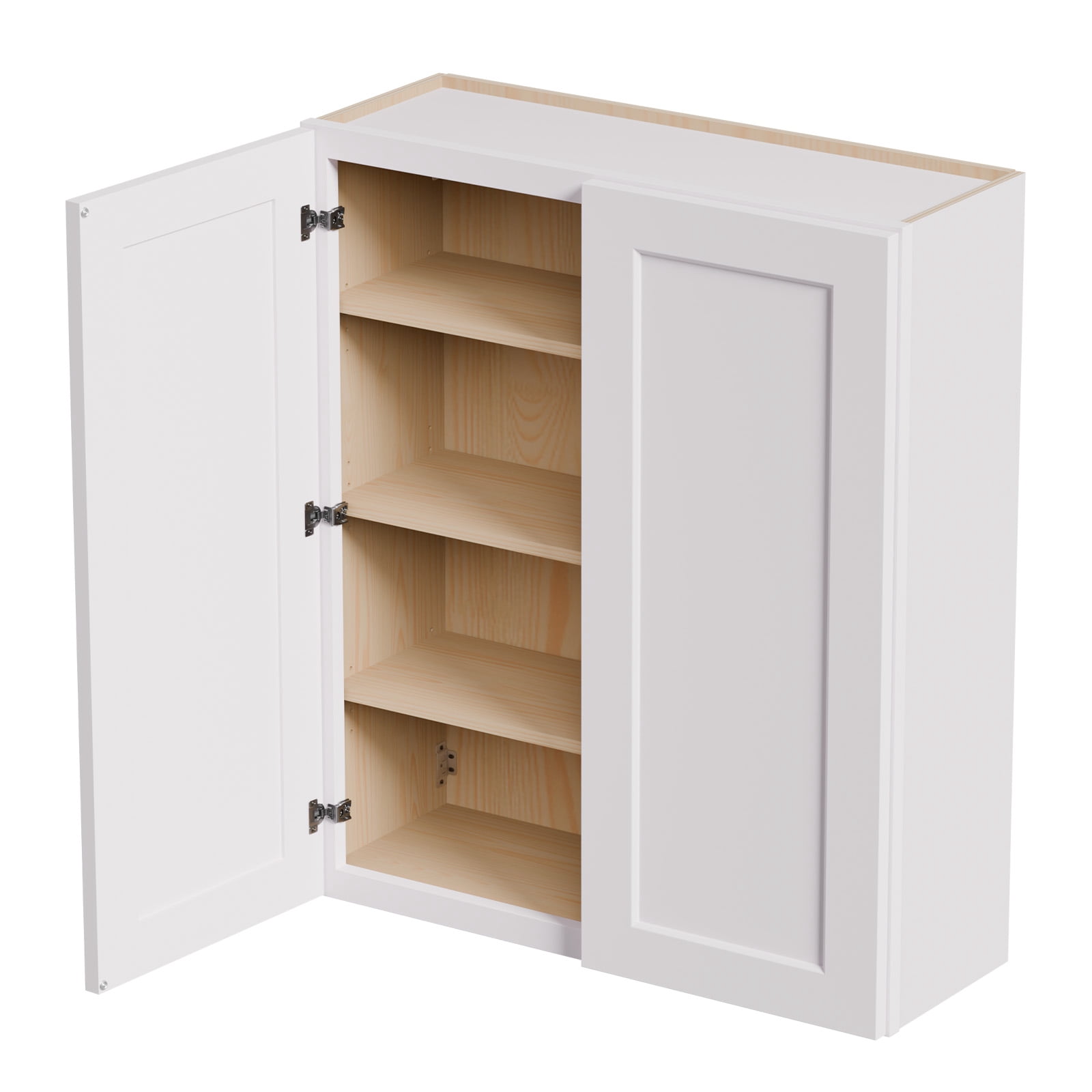 White shaker Solid Wood Double Doors Wall Cabinet 2 Doors and 3 Shelves for Kitchen Storage, Bathroom Storage, Laundry,Adjustable Shelves Ready to Assemble(36"W×12"D×42"H)