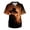 Orange, variant on Men's Short Sleeve V Neck Halloween Themed Printed Chest Pocket Scrub Top with Scarecrow Jack O Lantern Design for Work