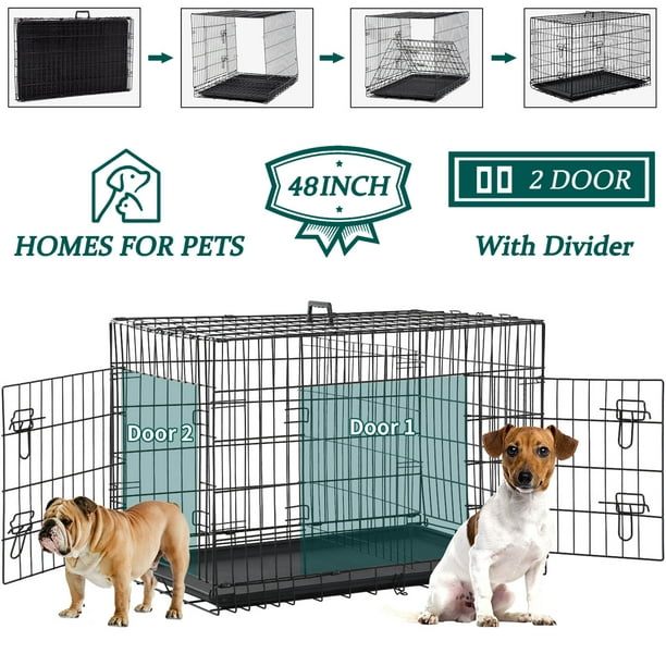 XXL Large Dog Crate for Large Dog 48 Inch Folding Dog Cage Metal Wire ...