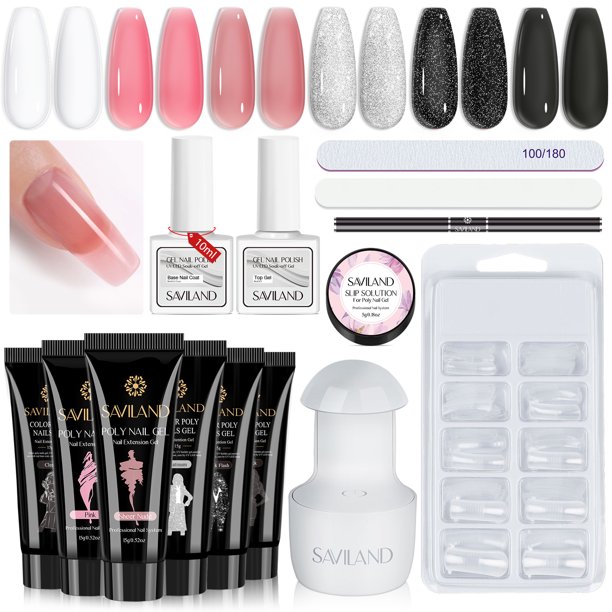 Saviland Poly Extension Gel Nail Kit 6 Colors Poly Nail Gel Kit with