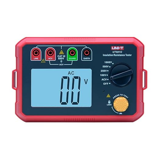 UNI-T 1000V Insulation Resistance Tester Earth Ground Resistance Voltage Tester Auto Rang Megohmmeter Backlight (UT501C)