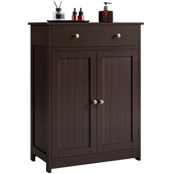 Yaheetech Free-Standing Bathroom Cabinet Storage Cabinet with Drawer and Doors,Espresso