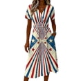 thumbnail image 4 of 4th Of July Dress Women Plus Size American Flag Dress Stretchy Slim Fit Summer Evening Party Dress, 4 of 5