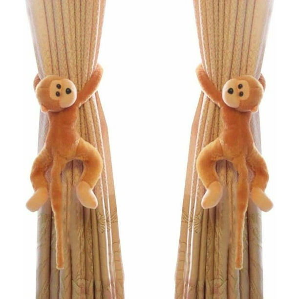 1 par de ganchos para alzapaños para cortinas, alzapaños para cortinas con forma de mono, accesorios para cortinas con forma de animal, alzapaños decorativos para habitación infantil, sala de estar, h