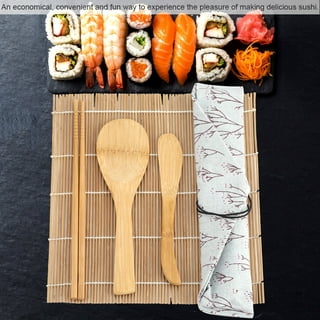 Bright Kitchen Bamboo Sushi Rolling Mat Reusable Wooden Roller, Beige