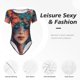 thumbnail image 4 of Balery Bohemian Colorful Flower Woman Body de cuello redondo de manga corta para mujer Tops de manga corta Tops básicos-Medium, 4 of 7