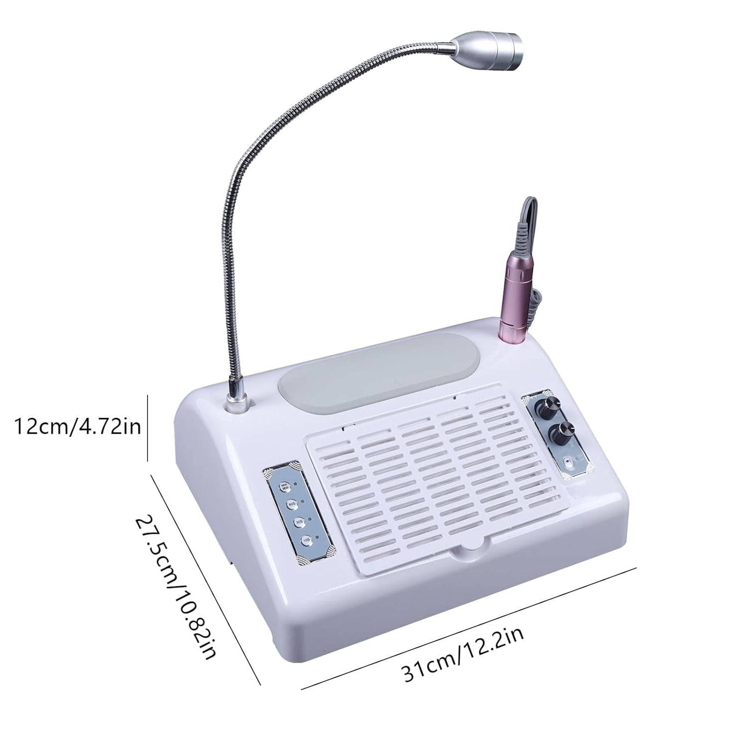 5 in 1 Nail Dust Collector with Drill, Multifunctional Electric Nail Drill Machine with Dust Collector LED Desk Lamp Hand Rest Pillow for Acrylic Nails for Nails Salon & Home Manicure