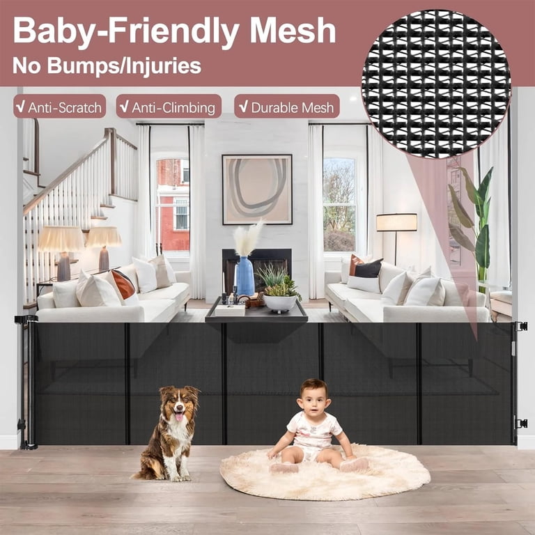 Retractable Baby Gate,HDJ 120 in. Wide x 34 in. Tall Baby Safety