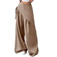 thumbnail image 2 of Women Wide Leg Baggy Flowy High Waisted Pants Loose Fit Casual Cozy Cute Y2k Trousers Khaki S, 2 of 7