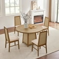 thumbnail image 5 of SICOTAS 47" Boho Round Solid Wood Dining Table for 4, Farmhouse Rattan Kitchen Table with 1.4" Thickened Tabletop for Dining Room, Living Room, Natural Wood, 5 of 10