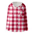 thumbnail image 4 of Women's Fall Jackets Oversize Plaid Print Lined Hoodie Vintage Button Down Drawstring Hooded Outwears Coats, 4 of 5