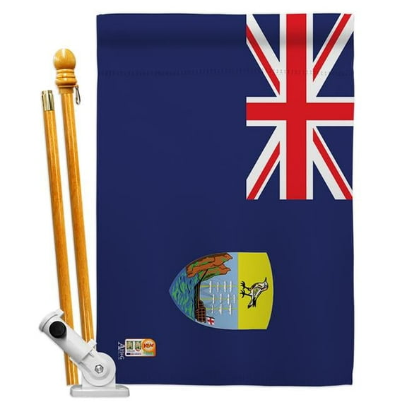AA-CY-HS-140197-IP-BO-D-US18-AG 28 x 40 in. Saint Helena Flags of the World Nationality Impressions Decorative Vertical Double Sided House Flag Set & Pole Bracket Hardware Flag Set