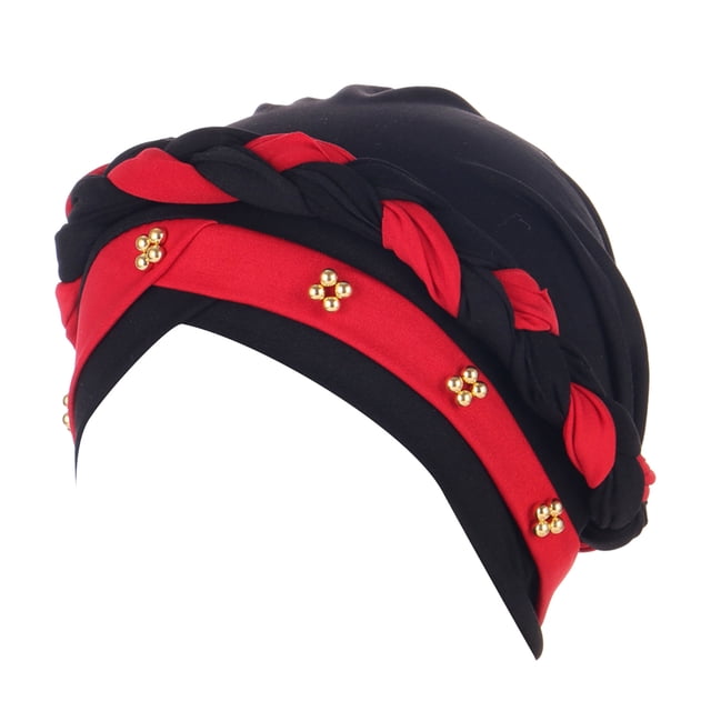 PMVFHDE Women Ruffle Turban Wrap Cap With Pearl Beading Solid Color Hats For Women Camouflage