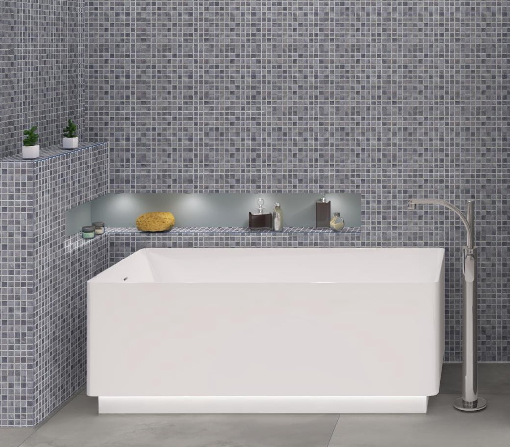 Mediterranean Kasbbah Grey 1-in. Marble Look Polished Glass Mosaic Wall and Floor Tile