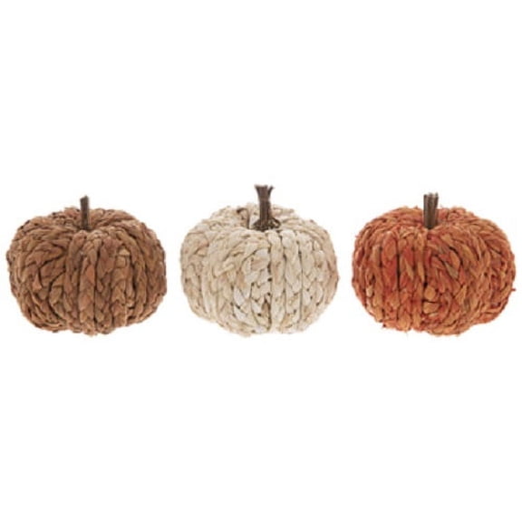 3 Braided Pumpkins Mix Home Autumn Fall Table Decoration