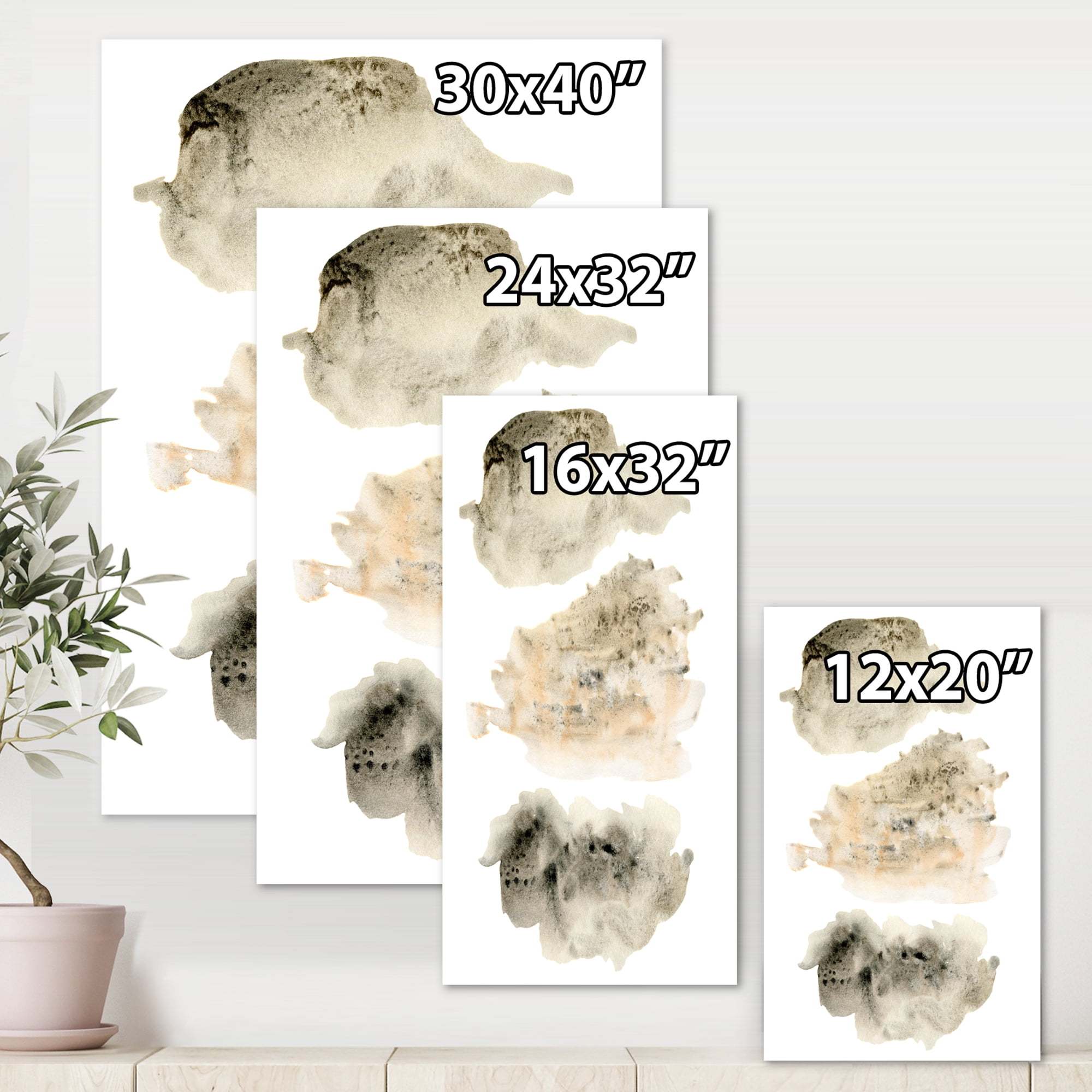 Designart ' Golden Beige and Grey Clouds I ' Modern Canvas Wall Art Print