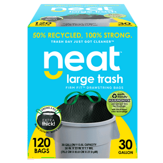 Neat Tall Kitchen 13 Gallon Drawstring Trash Bags - Mega 200 Count - Triple Ply