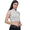 thumbnail image 3 of eloria Women's Top High-Neck Sleeveless Crop Tank Top Color: White | Size: XXL, 3 of 6