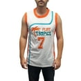 thumbnail image 3 of Coffee Black #7 Flint Tropics White Basketball Jersey - Mens Medium, 3 of 8