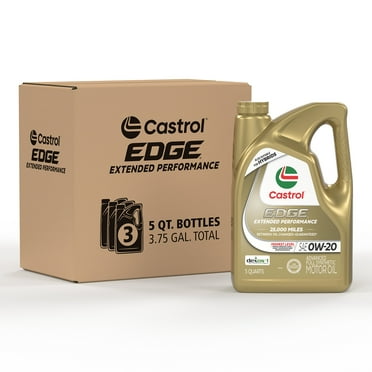 Castrol EDGE Extended Performance 0W-20 Advanced Full Synthetic Motor Oil, 5 Quarts, Case of 3