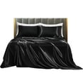 thumbnail image 1 of Tignapoo Luxurious Satin Bedding Set - Full Size, Black - Includes Fitted Sheet, Flat Sheet, and Pillowcases - Soft, Durable, and Easy Care for Ultimate Comfort, 1 of 6