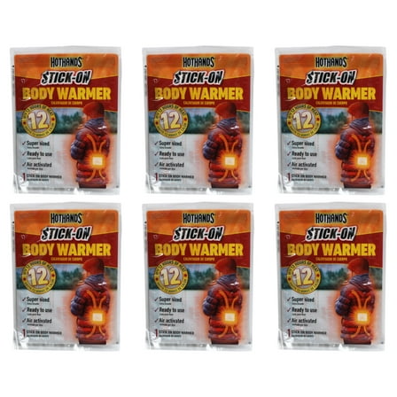 HotHands Supersize Body Warmer with Adhesive Up to 12 Hours of Heat Pack of 6