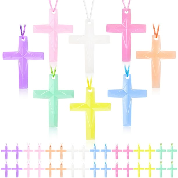 Collar con forma de cruz de cristal XIPENGKEJI, regalo religioso, 256 unidades
