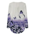 thumbnail image 7 of kayannuo Womens Tops Long Sleeve Shirts Fall Women Casual Floral Butterfly Printed Pullover Long Sleeve Buttons Blouse Tops White, 7 of 7