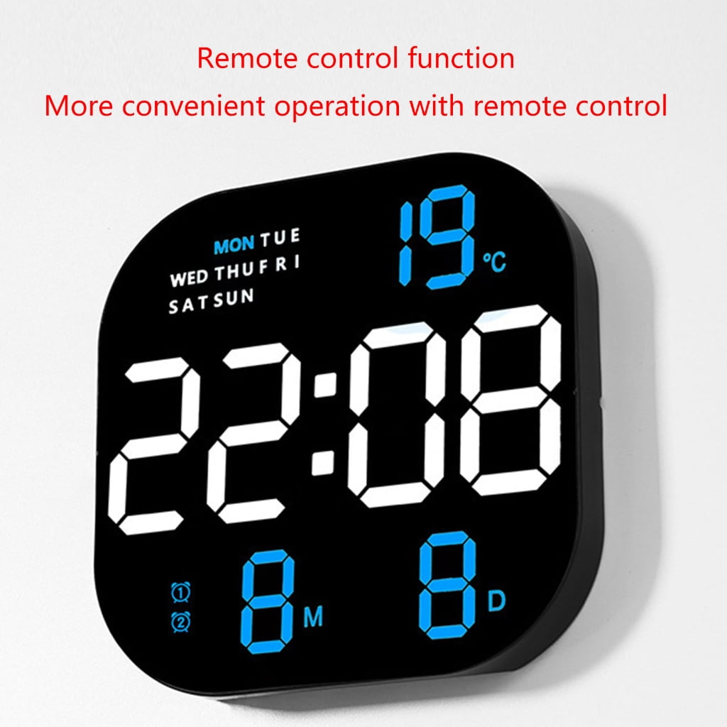 Large Digital LED Wall Clock Calendar with Alarms,Temperature for Bedroom Living Room Table Desktop Decor
