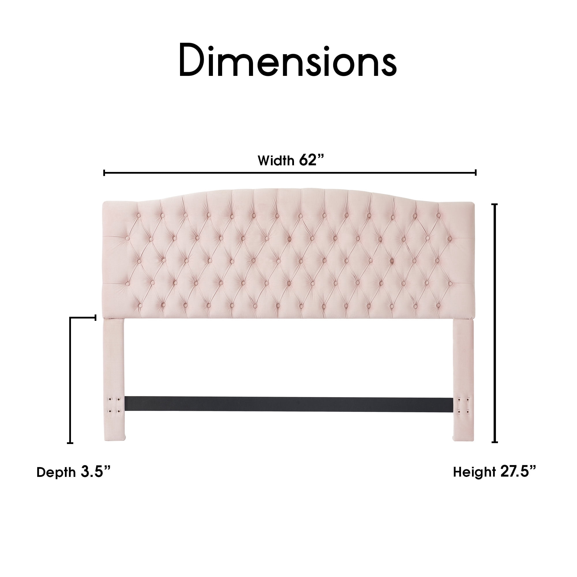 Elle Decor Celeste Queen Size Headboard Blush Pink Velvet