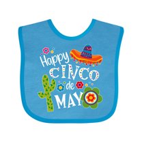 Inktastic Happy Cinco de Mayo- Sombrero, Cactus, Flowers Boys or Girls Baby Bib