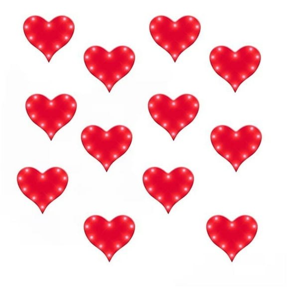 Heart Flashing Battery Operated Body Light Lapel Pins, Red - Pack of 12