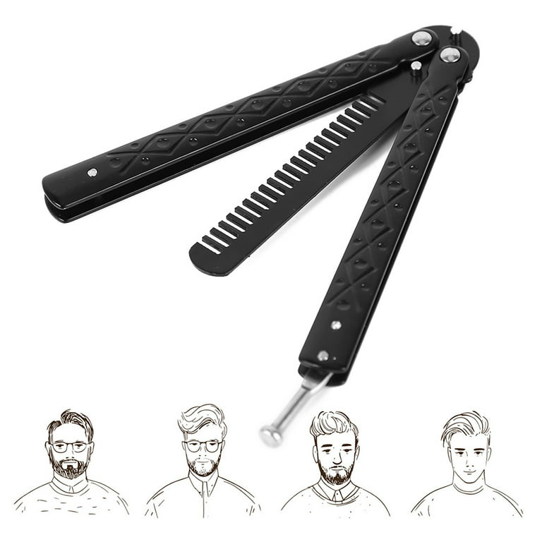 Loygkgas New Camping Metal Folding Balisong Trainer Comb Butterfly Knife Safety Trainer, Size: One Size