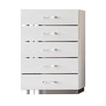 thumbnail image 2 of Benjara Ruo 50 Inch Tall Dresser Chest, 5 Drawers, Chrome Plinth Base, White Wood, 2 of 6