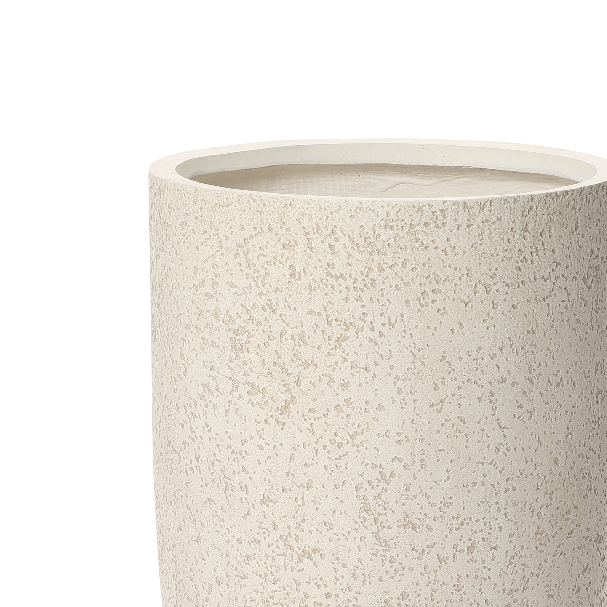 LuxenHome 23.5" Beige Tall Planter with Drainage Hole, Large Tapered Pot for Plants Indoor Outdoor Use