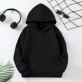 thumbnail image 6 of AWZXDE Girls Casual Long Sleeve Letter Print Pullover Hoodie Solid Color Everyday Pocket Sweatshirt Hoodies For Girls Black，3-4 Years, 6 of 9