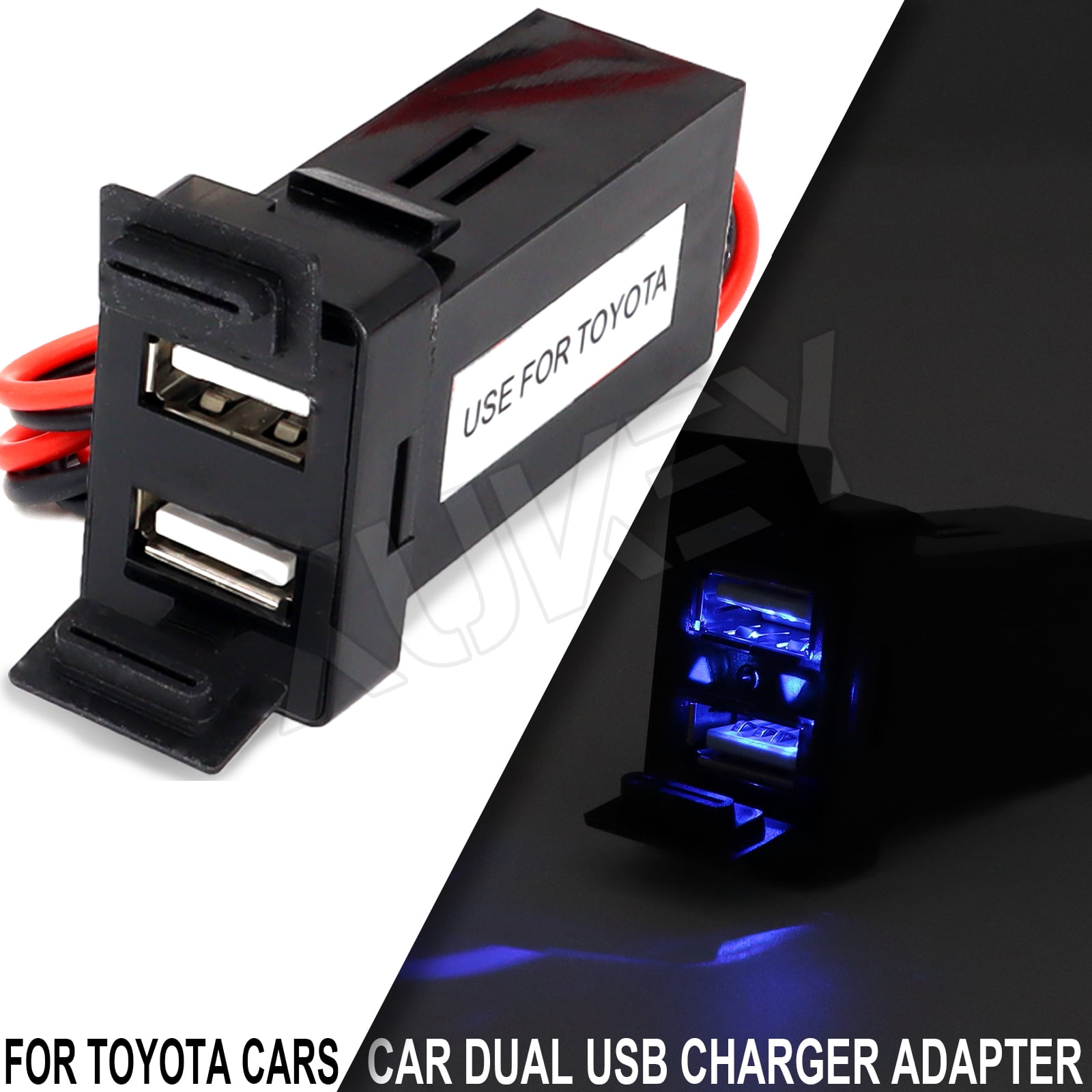 12/24V Car Dual USB Port Charger Adapter Phone Charger For Toyota Camry  Corolla RAV4 4Runner Tacoma