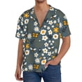 thumbnail image 3 of Balery Flowers and Bee Men's Casual Button Down Shirt Short Sleeve Textured Summer Cuban Beach Shirts-Large, 3 of 7