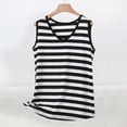 thumbnail image 5 of Plus Size Tank Tops Womens Striped Print Loose Cotton Sleeveless V Neck T-shirts Summer Basic Lounge Tees (XL, White), 5 of 8